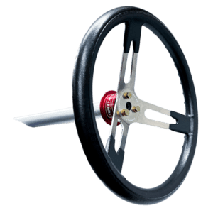 A stock car racing steering wheel from Sweet Manufacturing.