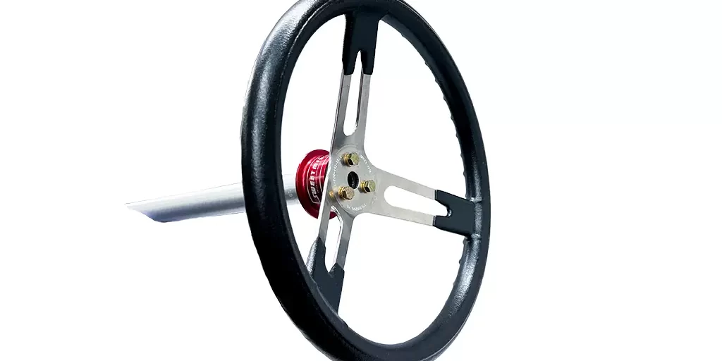Steering-Wheels A stock car racing steering wheel from Sweet Manufacturing.