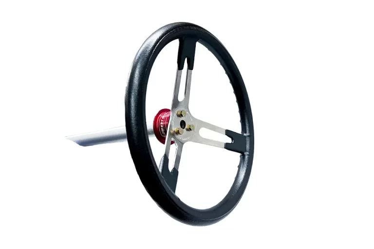Steering-Wheels A stock car racing steering wheel from Sweet Manufacturing.